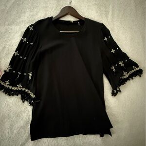 Kobi Halperin Beaded Statement Top Black and Gold